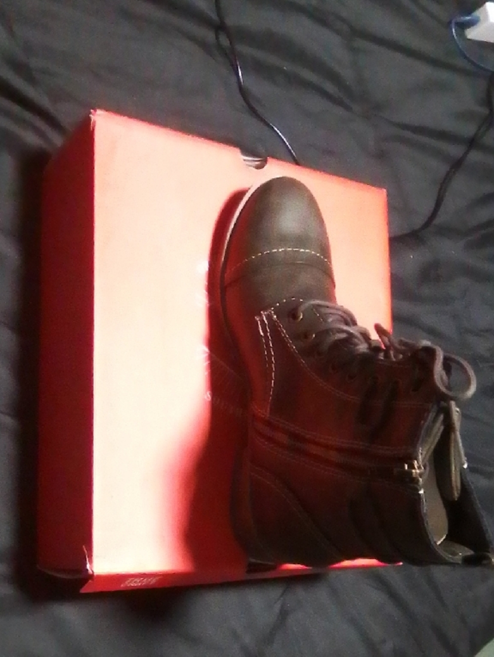 True Craft Brown Women's Combat Zip Lace-Up Boots